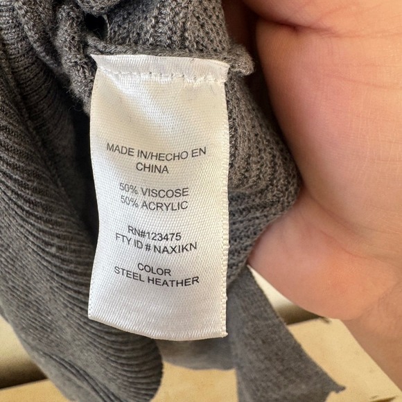 Adrienne‎ Vittadini Womens Gray Cowl Neck Ribbed Tunic Sweater Dress Size S - Picture 3 of 4